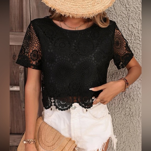 Boho scallop trim lace blouse - Picture 6 of 16